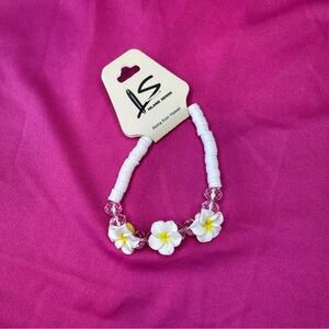 Hawaii Island Sense Plumeria Flower Bracelet Stretchy No Clasp 3 Flowers